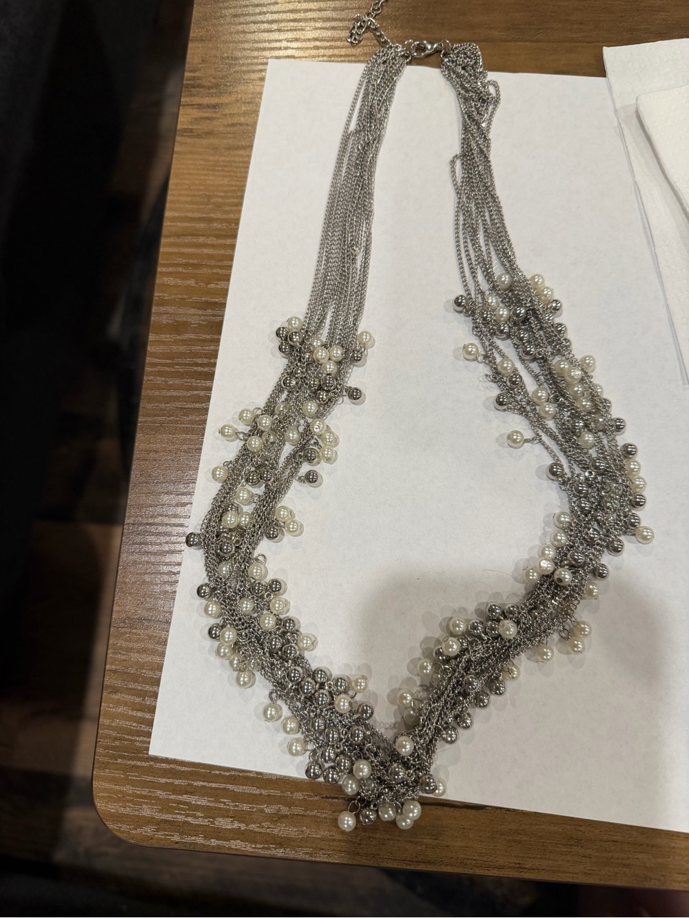 Silver Pearl-Accent Multi-Strand Necklace